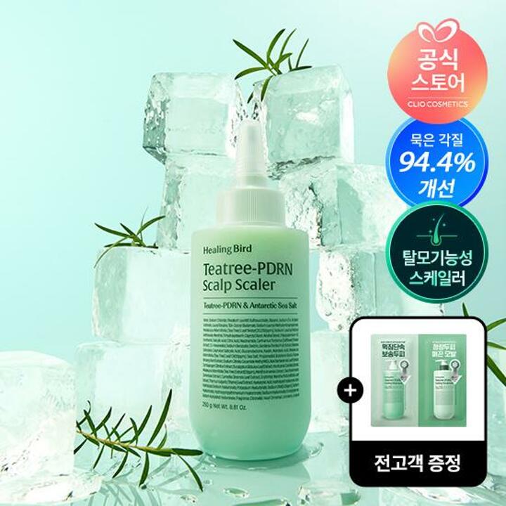 정상가 24,000원] 힐링버드 티트리 PDRN 두피스케일러 250g [증정] 티트리 샴푸/트리트먼트 듀오샤셰 1매