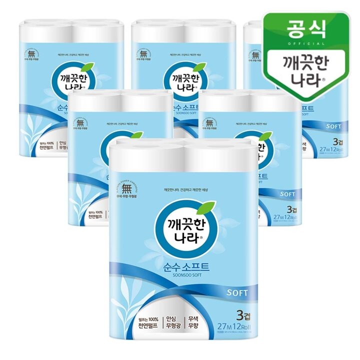 깨끗한나라 순수 소프트 27m 12롤x6팩
