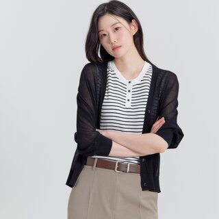 [지센] (2컬러) 베이직 썸머 버튼업 니트 가디건 LFKTP403