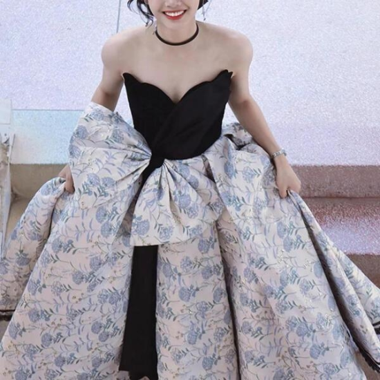 아트박스/교복몰 교복몰 블랙 윙스 빅리본 플라워패턴 웨딩