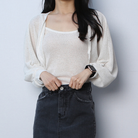 솔솔 골지 볼레로 나시 가디건 세트 (파라노말샵)