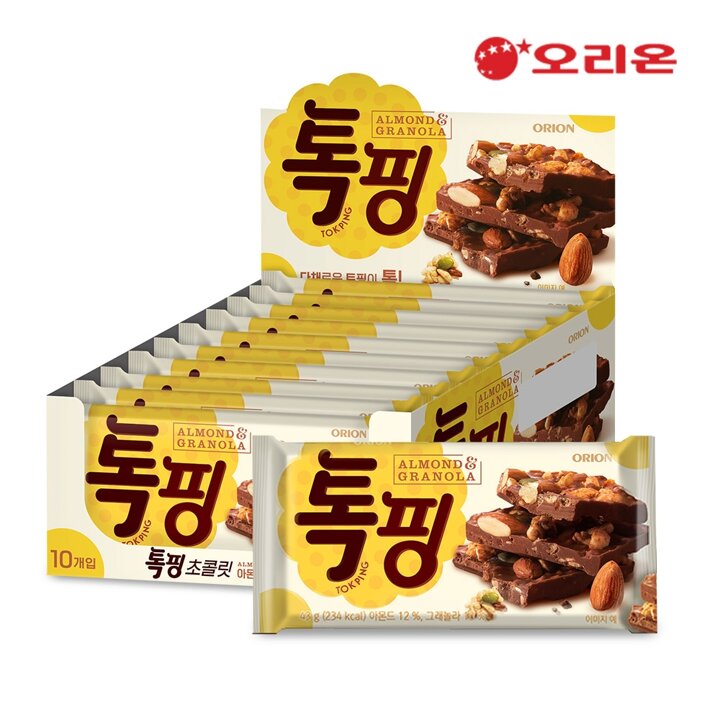 오리온 톡핑 초콜릿 아몬드 그래놀라 1P(43g) x 10개