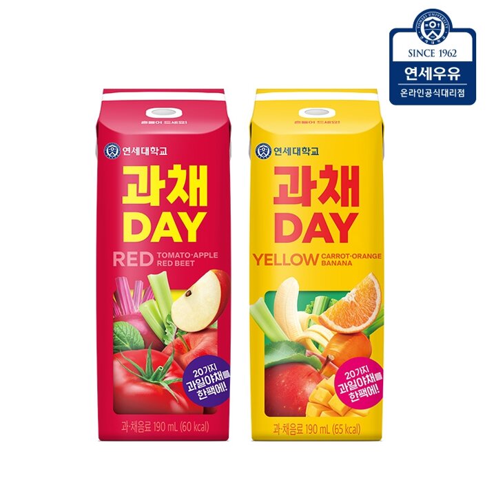 연세유업 과채데이 레드/옐로우 190ml 48팩