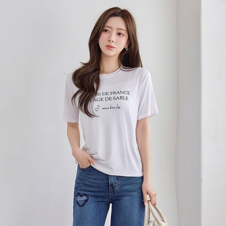 [모리스커밍홈] 나염 레터링 반팔 티셔츠_M2604TS030B