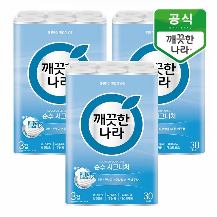 깨끗한나라 순수 시그니처 27m 30롤x3팩