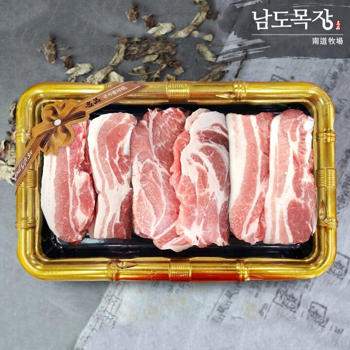 [산지직송] 보성녹차 먹인 한돈 구이용 채반 선물세트 1.2kg