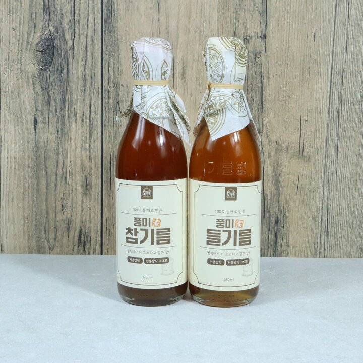 저온압착 중국산 참기름 350ml+들기름 350ml