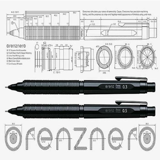(주)셀러허브 52747886-펜텔 오렌즈 네로 으 샤프 0.3 0.5MM 각인 일본 비싼