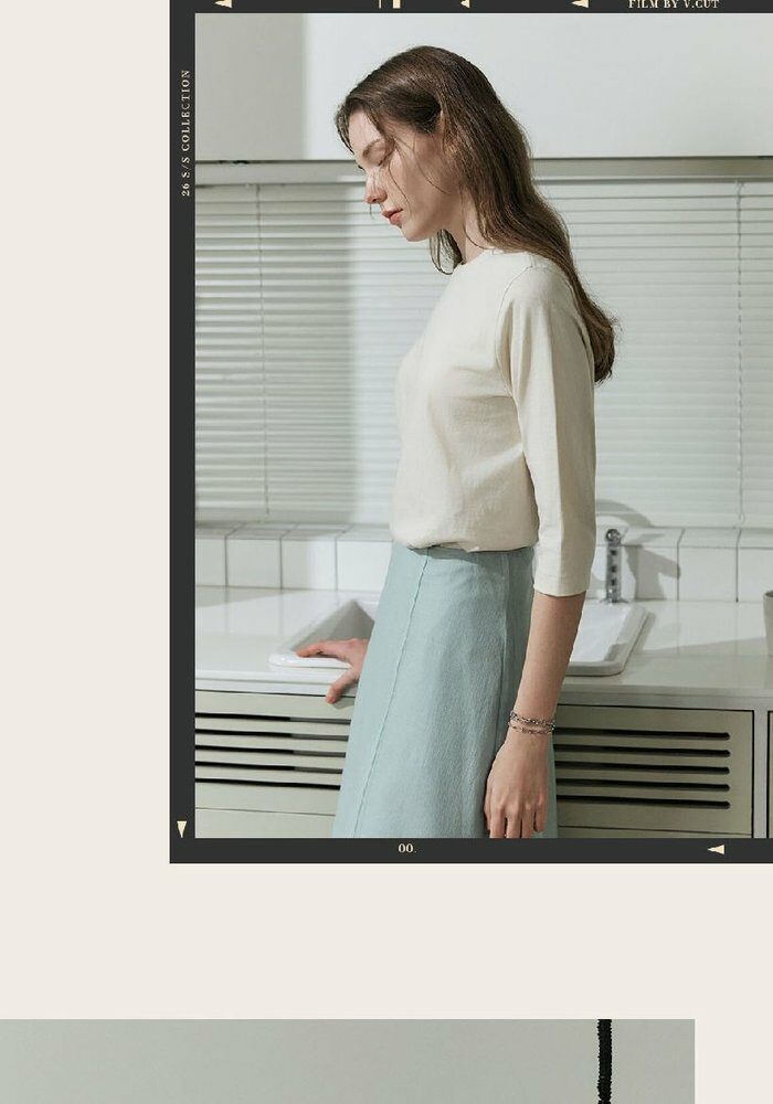 [롯데카드5%할인]브이컷 26SS 면100 튜블러 7부소매 티셔츠 5종