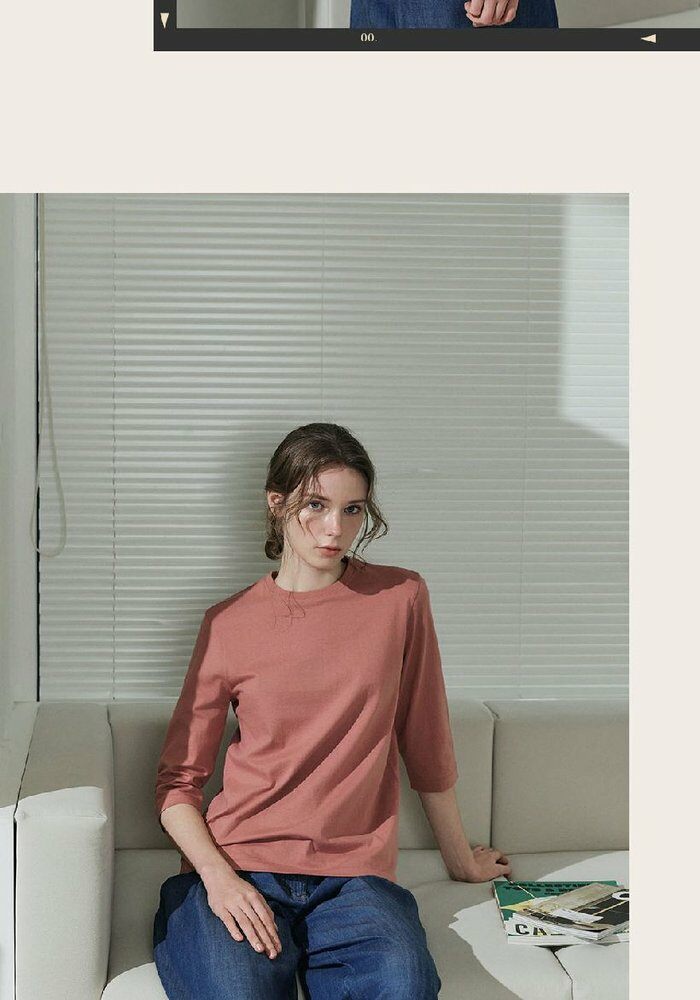 [롯데카드5%할인]브이컷 26SS 면100 튜블러 7부소매 티셔츠 5종