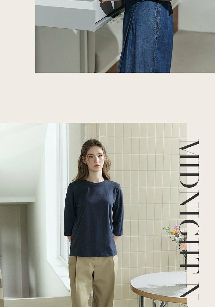 [롯데카드5%할인]브이컷 26SS 면100 튜블러 7부소매 티셔츠 5종