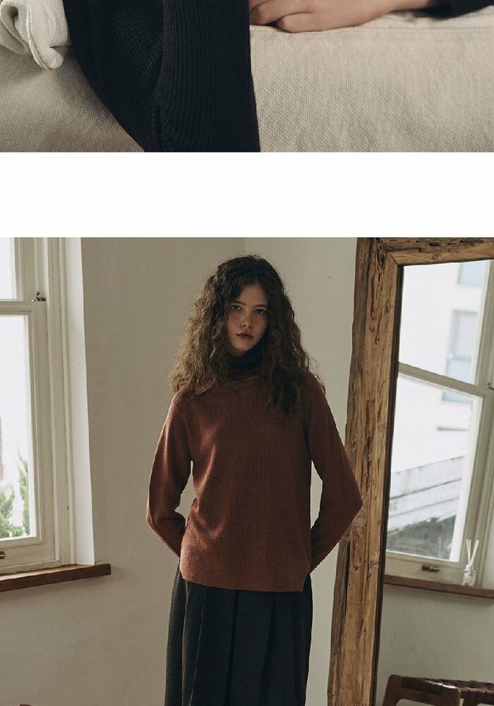 [롯데카드5%할인][최신상] 브이컷 26FW 가먼트다잉 브이넥 카라니트 3종