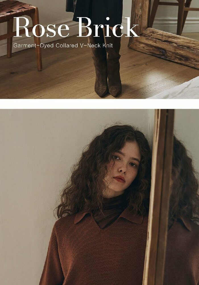 [롯데카드5%할인][최신상] 브이컷 26FW 가먼트다잉 브이넥 카라니트 3종