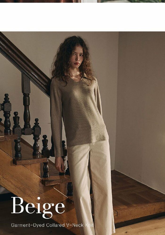 [롯데카드5%할인][최신상] 브이컷 26FW 가먼트다잉 브이넥 카라니트 3종