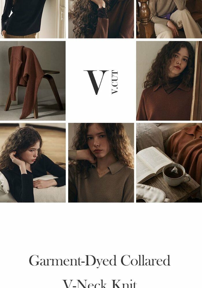 [롯데카드5%할인][최신상] 브이컷 26FW 가먼트다잉 브이넥 카라니트 3종