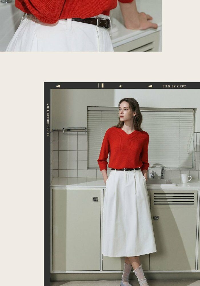 [롯데카드5%할인][런칭가59,900원→1만원↓] 브이컷 26SS 가먼트다잉 7부 니트 3종