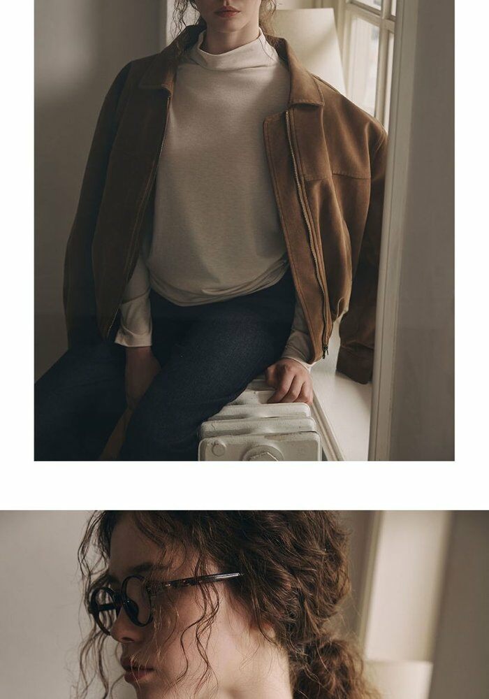 [롯데카드5%할인]브이컷 26FW 울블렌디드 모크넥 티블라우스 4종