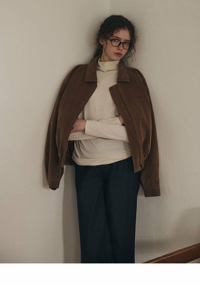 [롯데카드5%할인]브이컷 26FW 울블렌디드 모크넥 티블라우스 4종